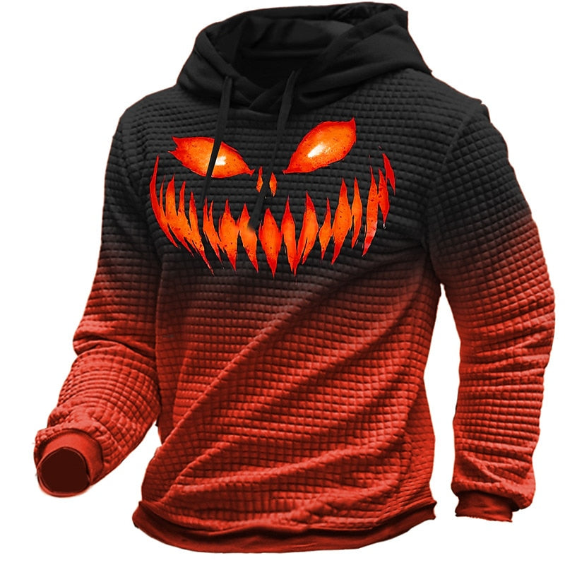 Halloween Textured Graphic Hoodie for Men, Plus Size