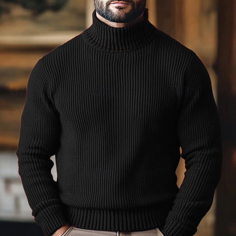 Ribbed Turtleneck Sweater for Men