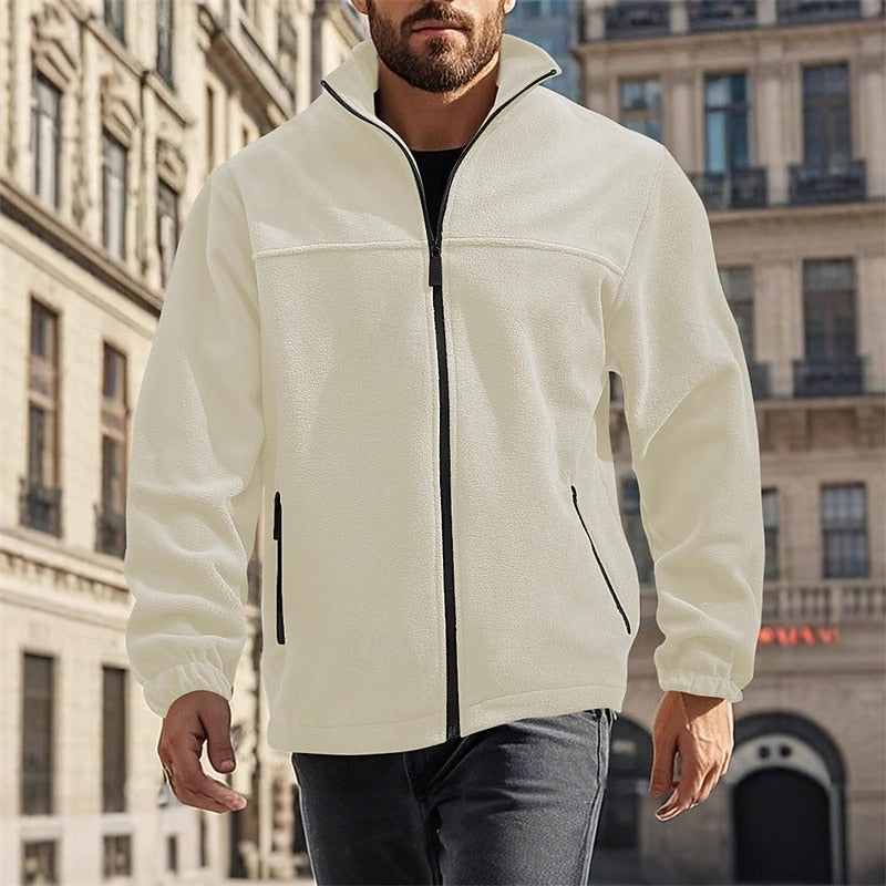 Stand-Collar Full-Zip Jacket for Men, Plus Size