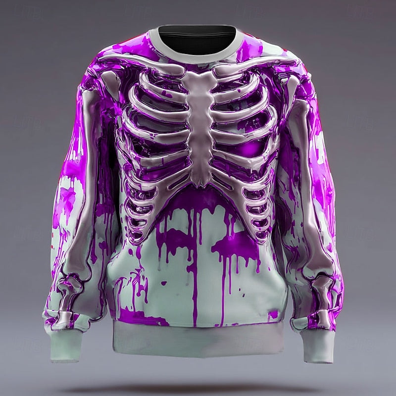 Men's Halloween Skeleton Crew Neck Sweatshirt