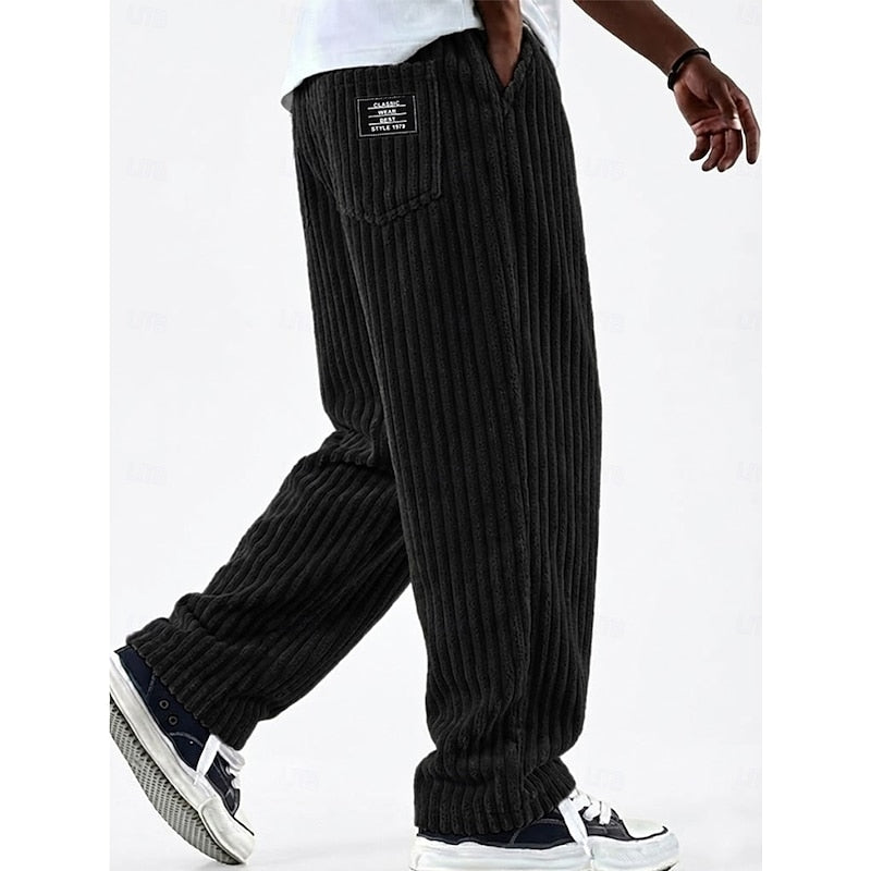 Ribbed Straight-Leg Pants for Men
