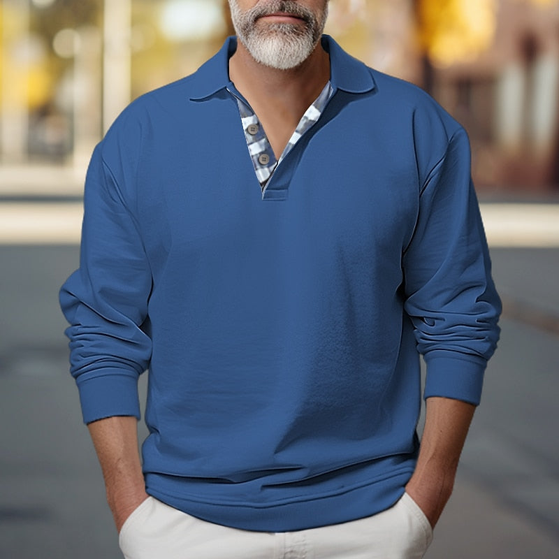 Polo-Collar Sweatshirt for Men, Plus Size