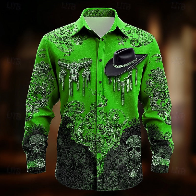 Western Halloween Statement Shirt for Men, Plus Size