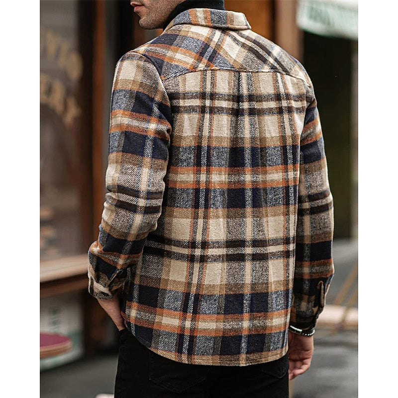 Checked Shirt Jacket for Men, Rugged Style