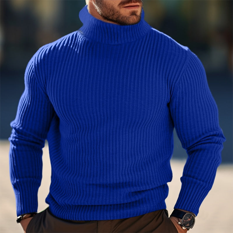 Ribbed Turtleneck Sweater for Men, Plus Size