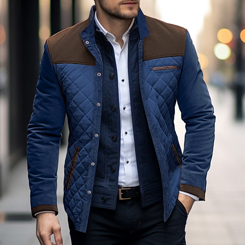 Color Block Quilted Jacket for Men