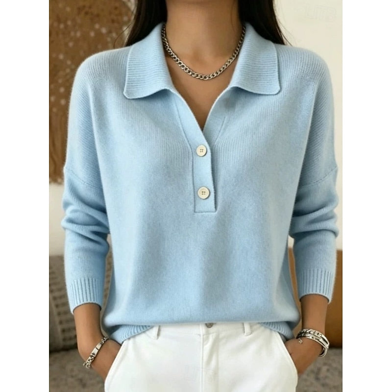 Collared Button Pullover, Women's Refined Fit