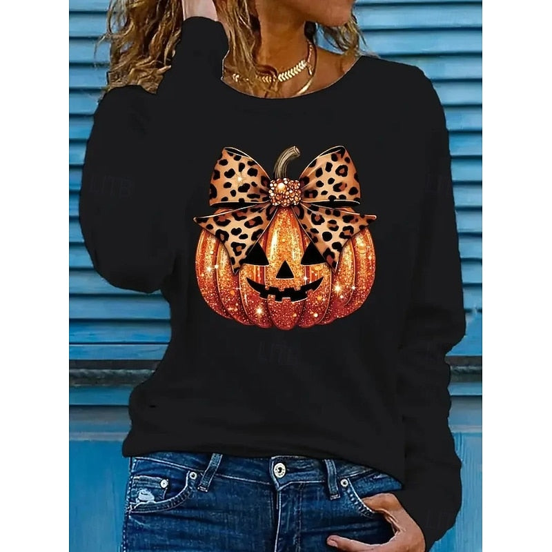 Sparkling Halloween Pumpkin Top for Women, Plus Size