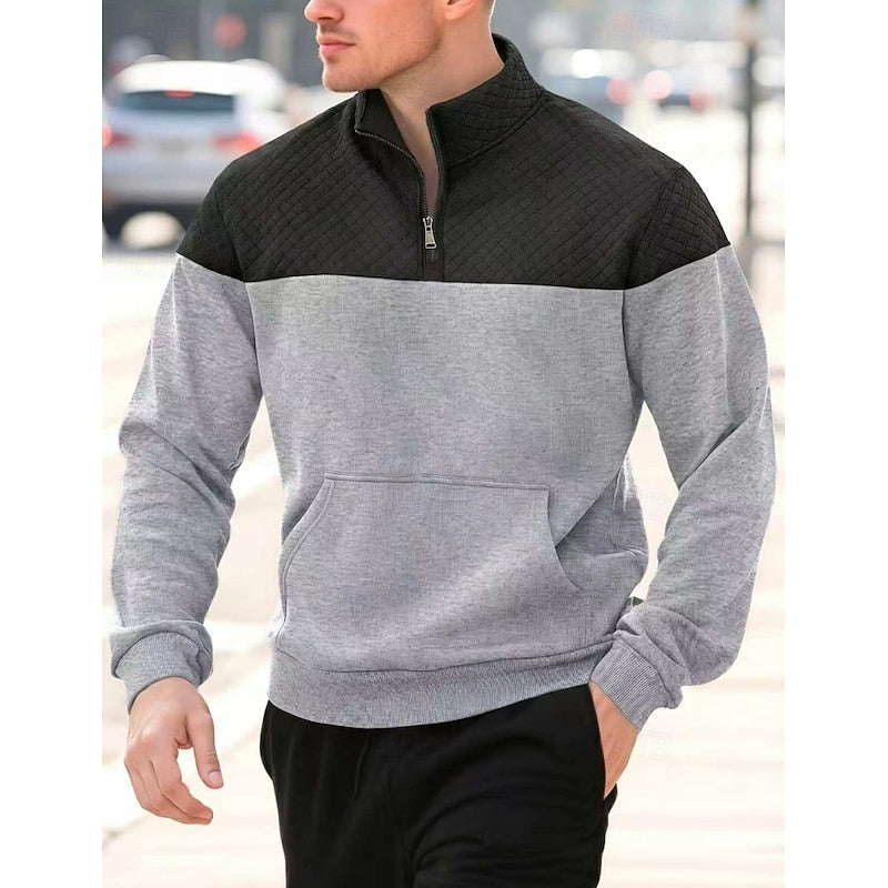 Quarter-Zip Sweatshirt for Men, Textured Style