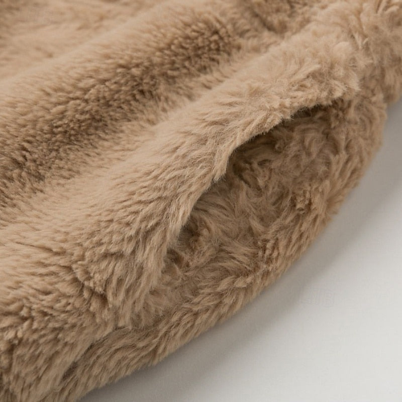 Plush Cropped Zip Jacket for Women, Plus Size