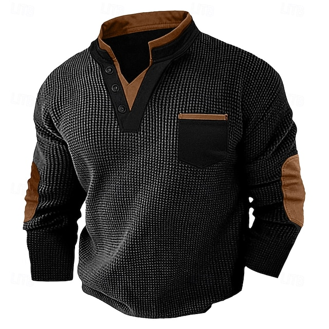 Henley Shirt for Men, Textured Style