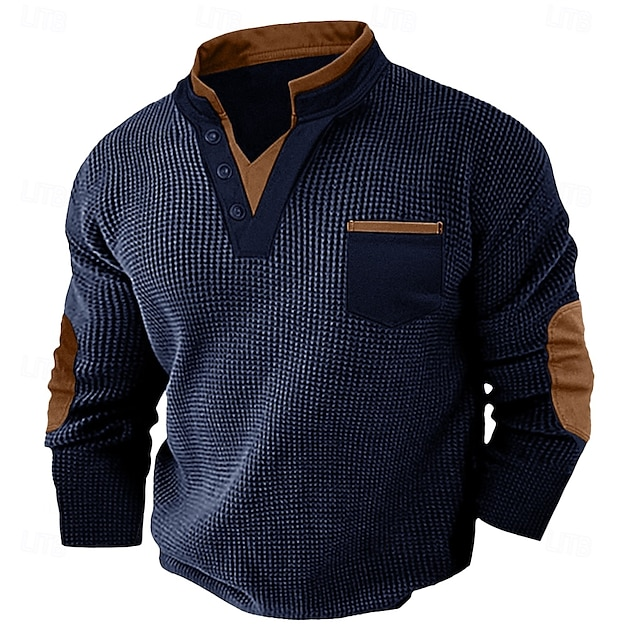 Henley Shirt for Men, Textured Style