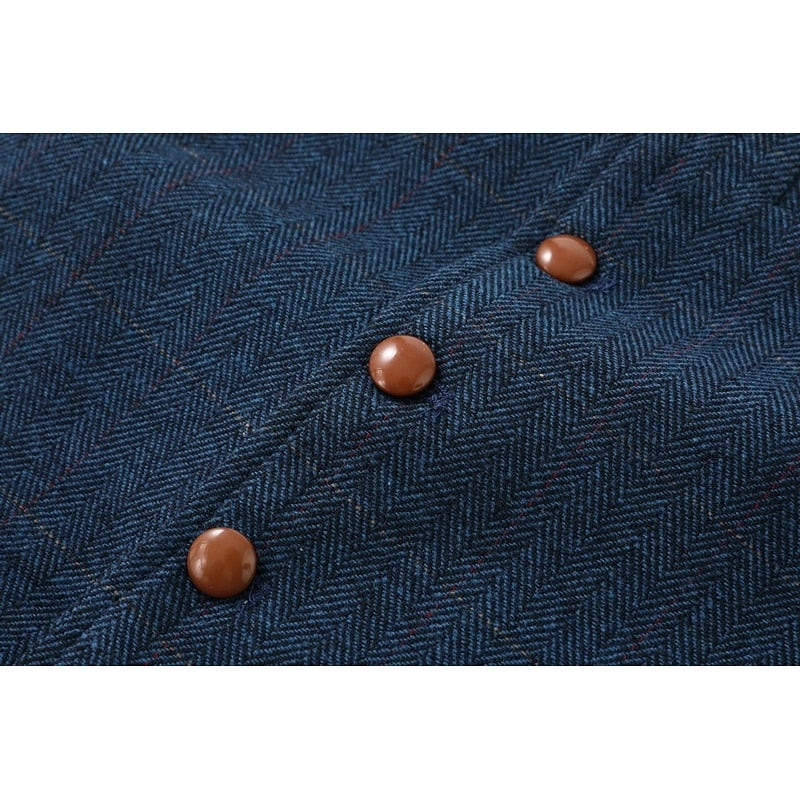Plus Size Herringbone Tailored Waistcoat for Men