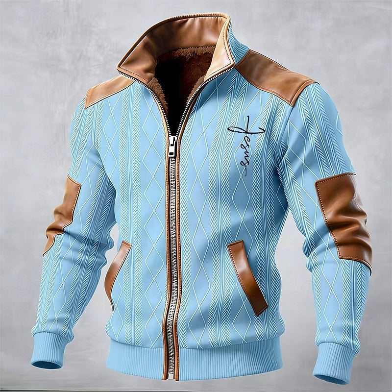 Refined Stand-Collar Jacket for Men, Plus Size