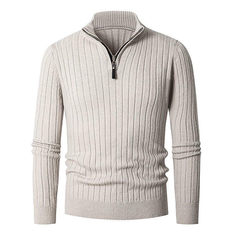 Ribbed Quarter-Zip Sweater for Men, Plus Size