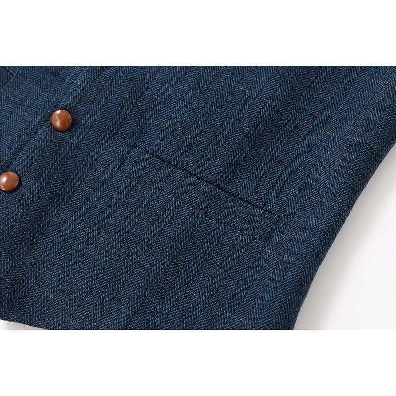 Plus Size Herringbone Tailored Waistcoat for Men