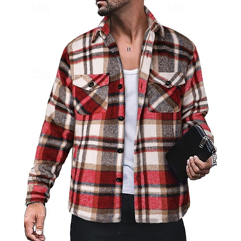 Checked Shirt Jacket for Men, Rugged Style