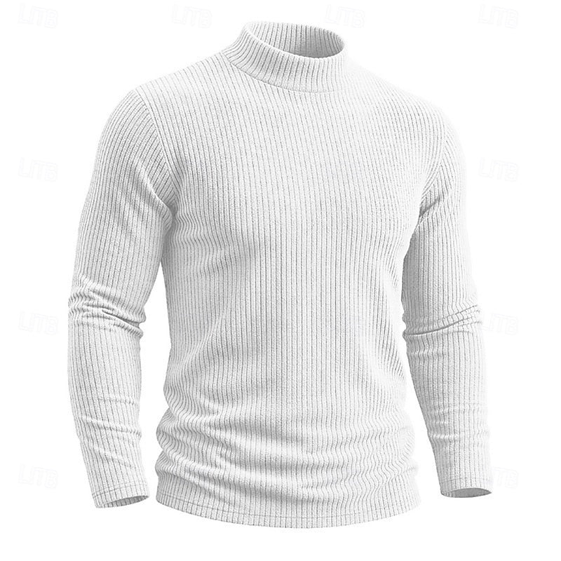 Ribbed Mock-Neck Top for Men, Plus Size