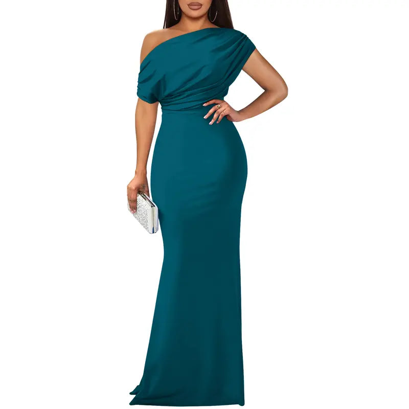 Off-Shoulder Evening Dress, Women's Elegant Fit