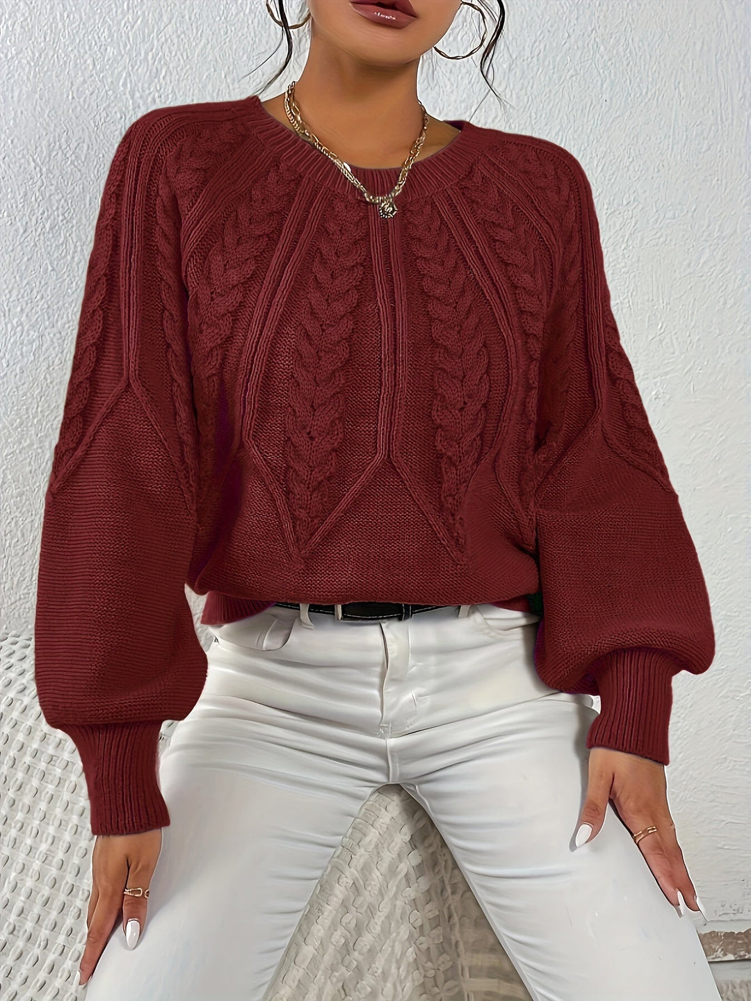 Relaxed Cable-Knit Sweater for Women