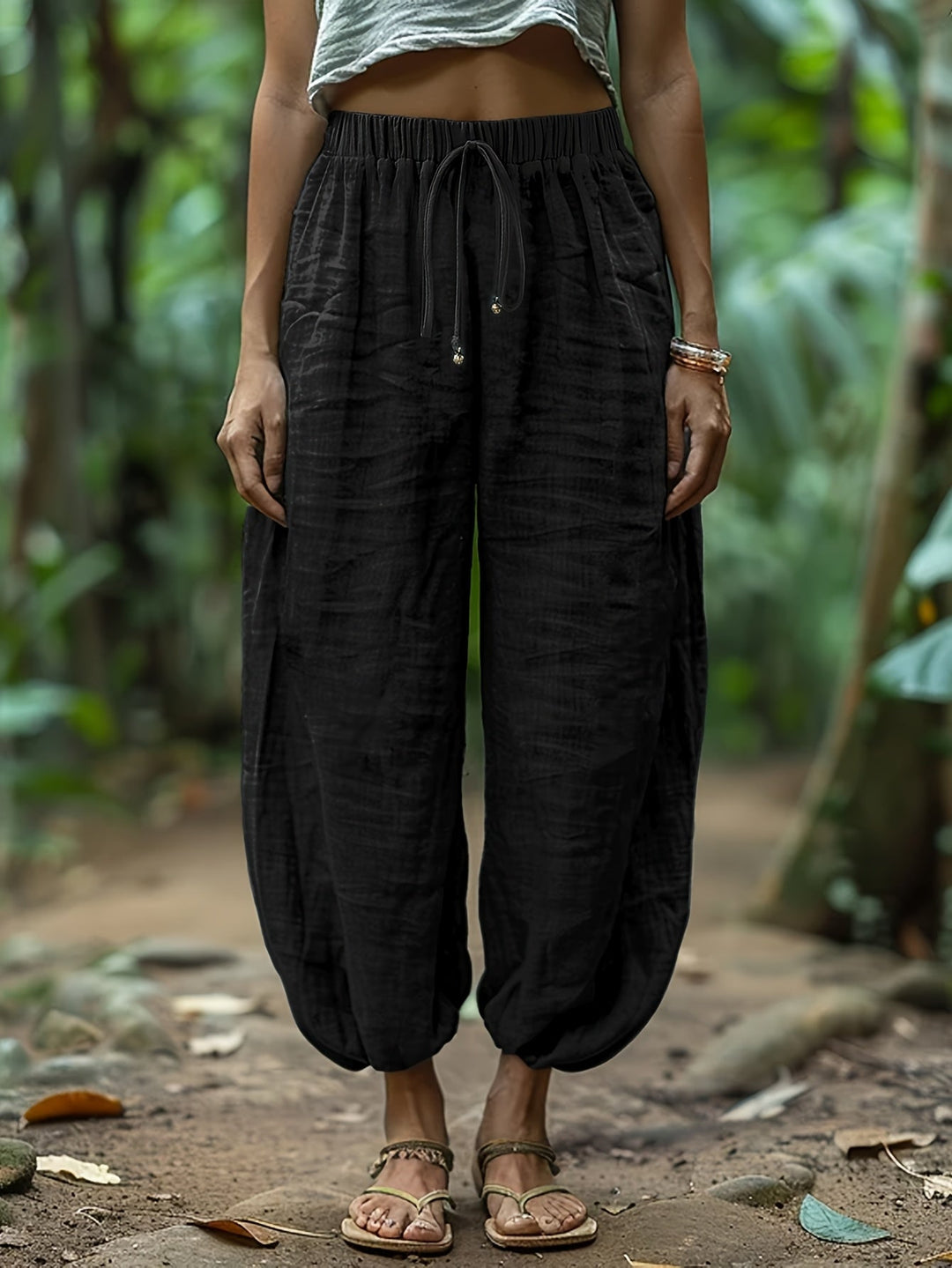 Drawstring Lantern Pants, Women's Relaxed Fit