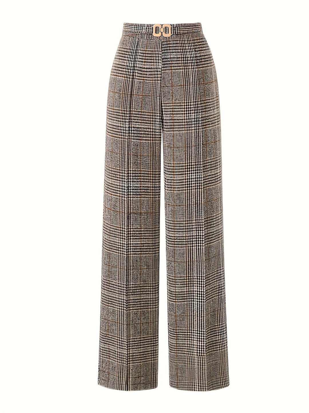 Wide-Leg Plaid Trousers for Women