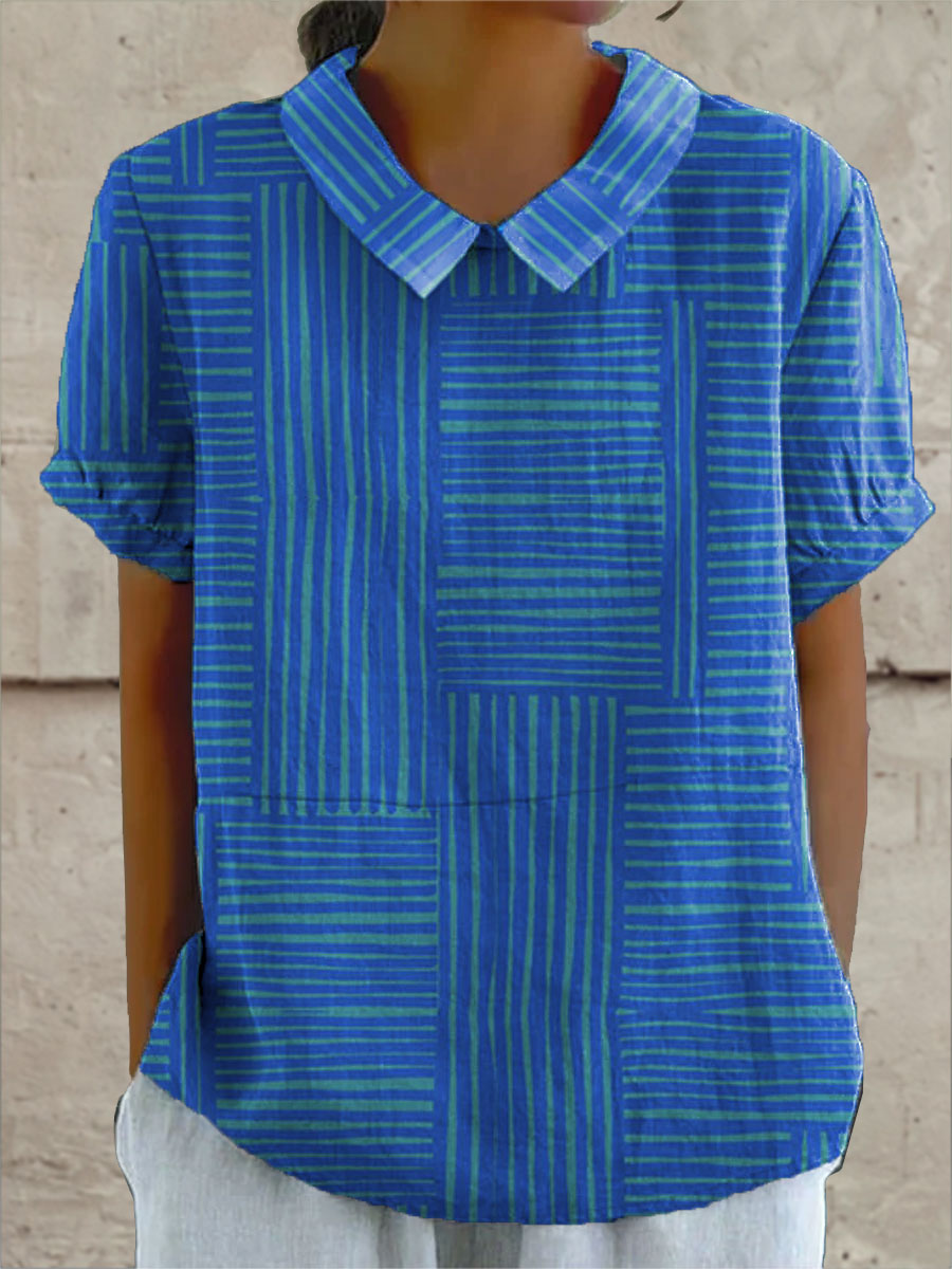 Striped Geometric Shirt, Elegant Fit