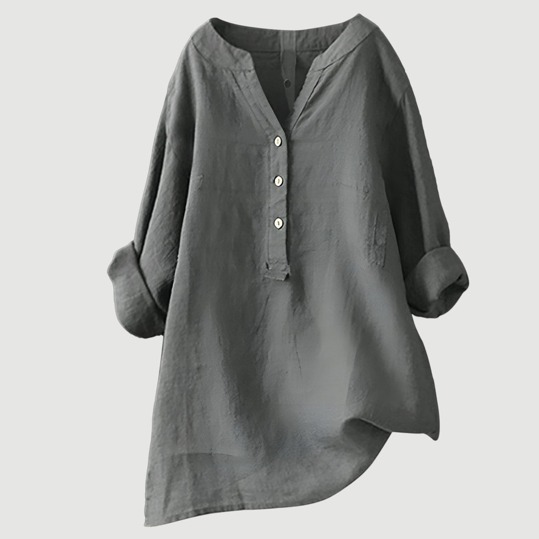 Refined V-Neck Button-Down Shirt for Women