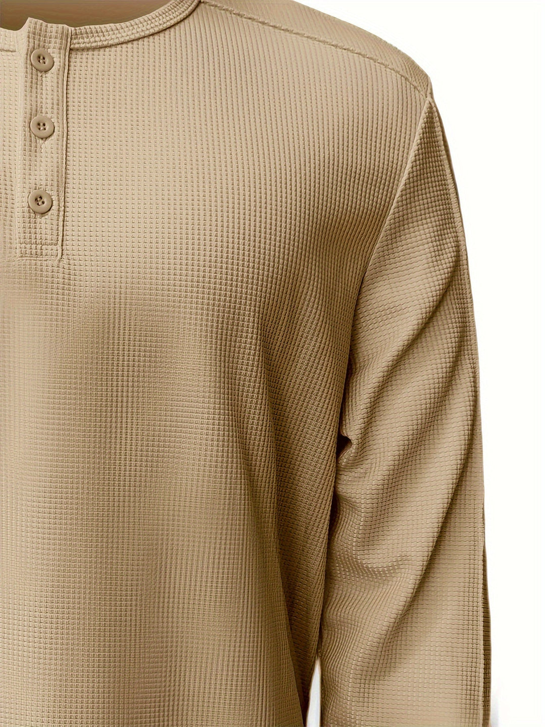 Textured Long-Sleeve Henley for Men