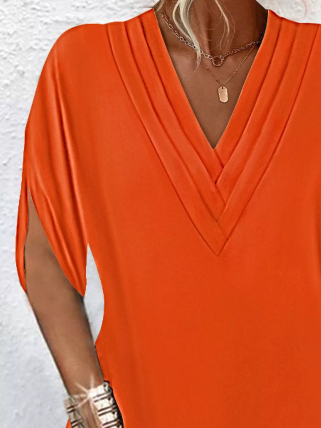 V-Neck Slit Sleeve Mini Dress for Women, Plus Size