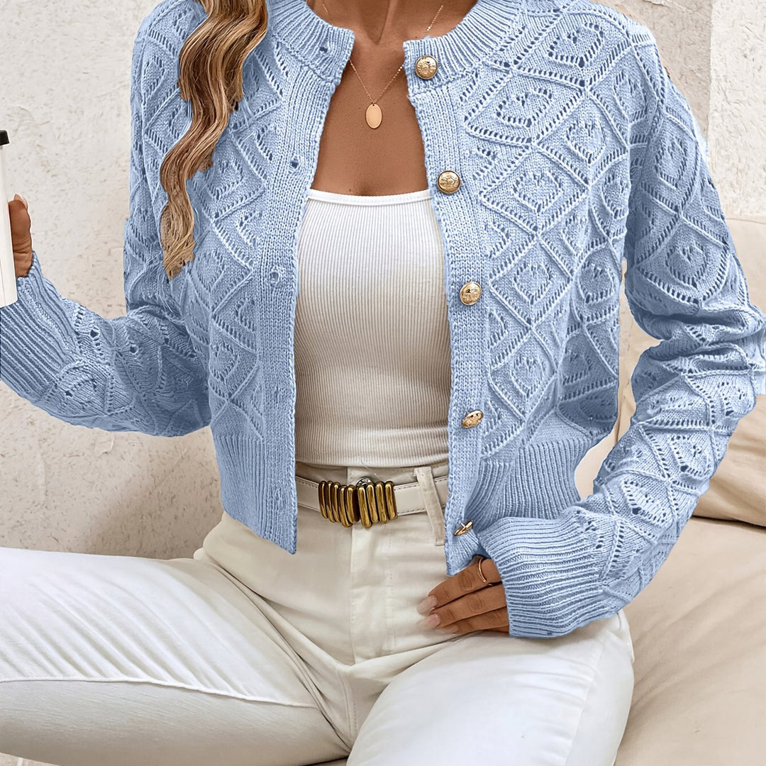Textured Button-Front Cardigan for Women