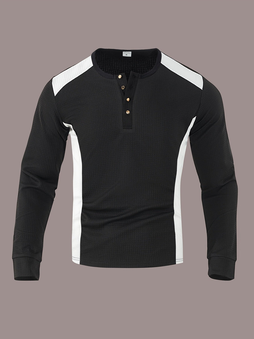 Textured Long-Sleeve Henley for Men, Plus Size