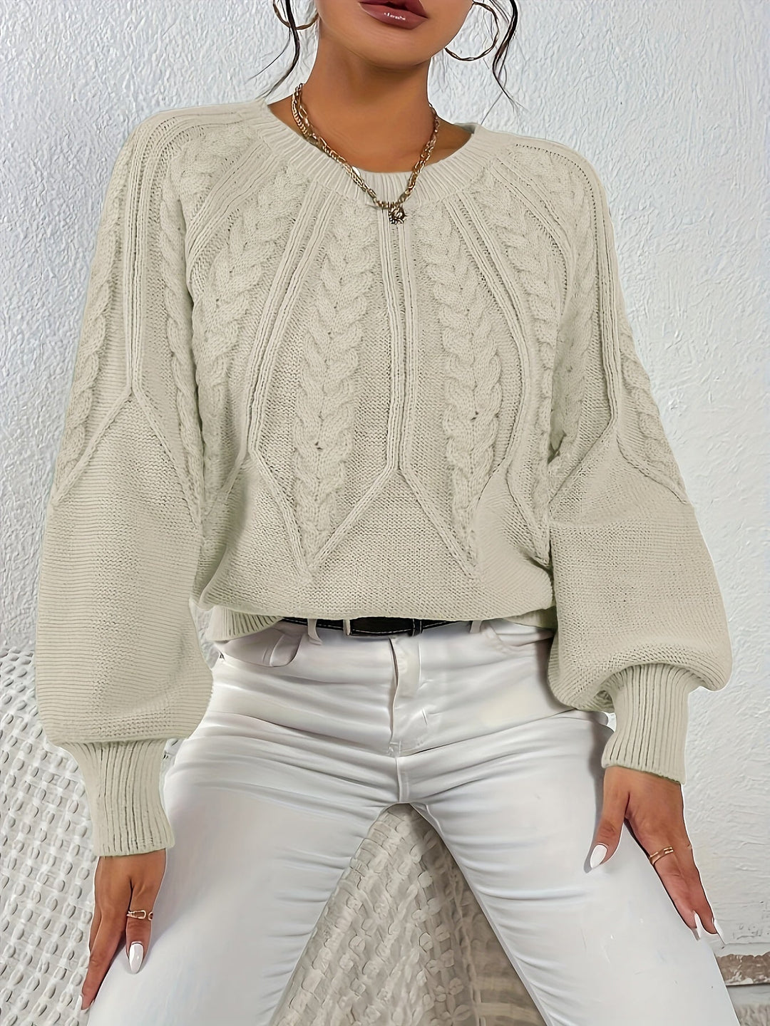 Relaxed Cable-Knit Sweater for Women