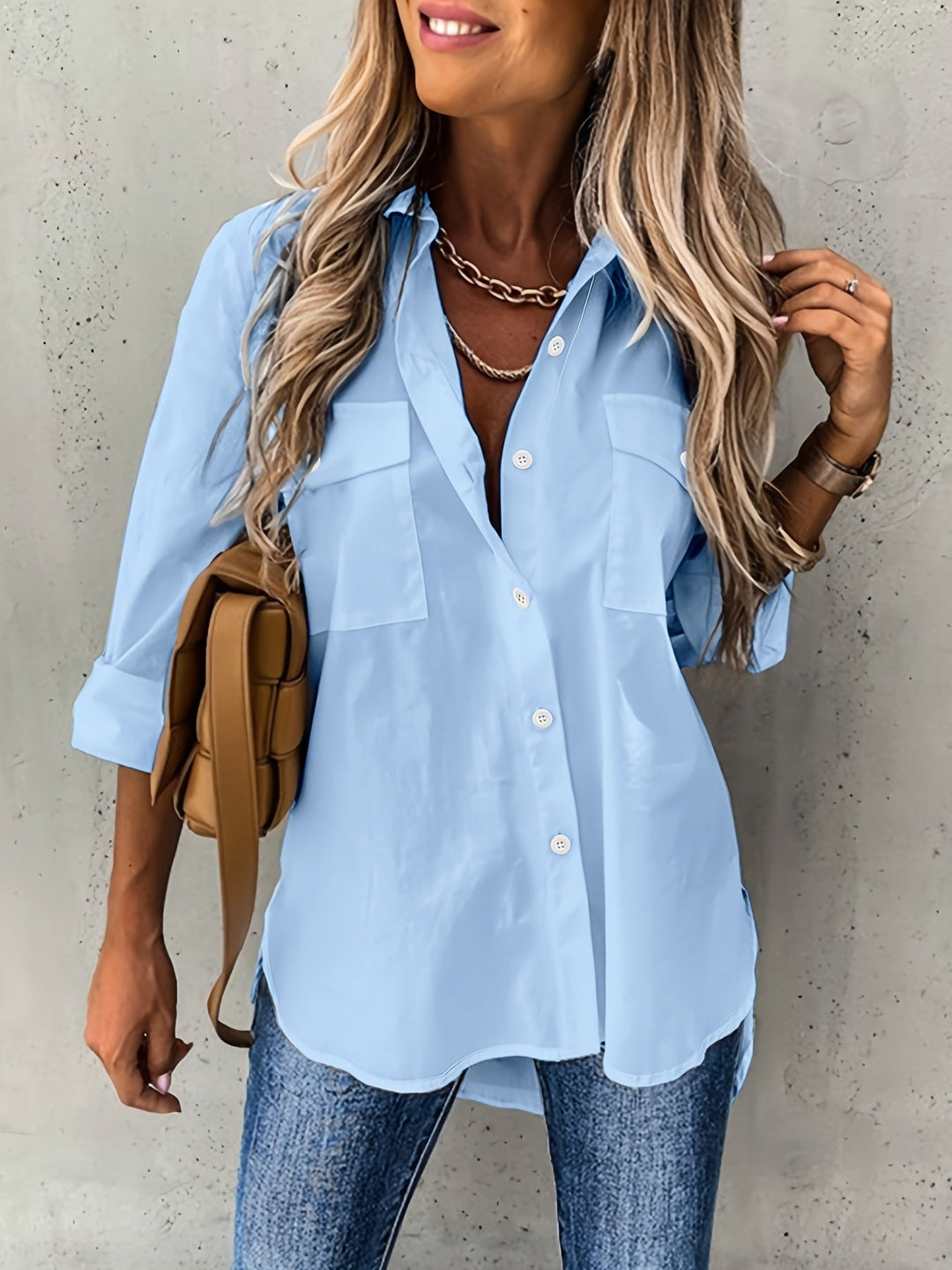 Button-Front Shirt for Women, Relaxed Style