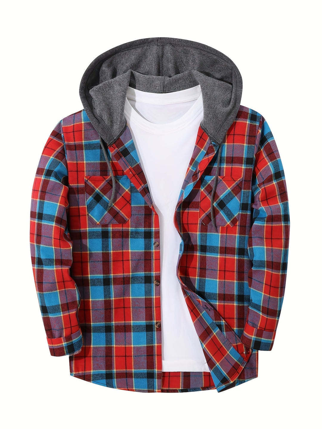 Checked Hooded Shirt for Men