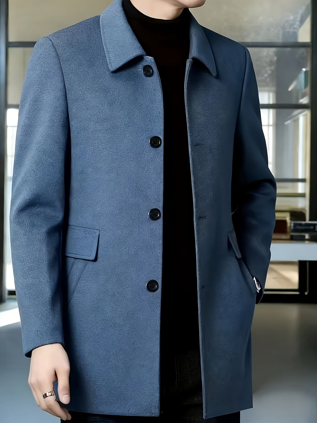 Single-Breasted Overcoat, Men's Refined Fit