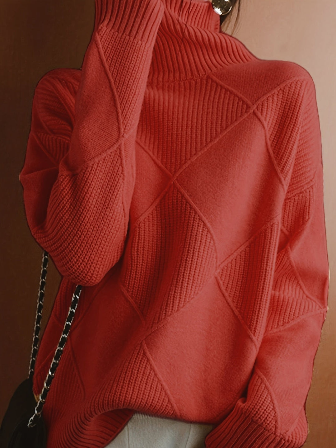 Turtleneck Sweater for Women, Textured Style