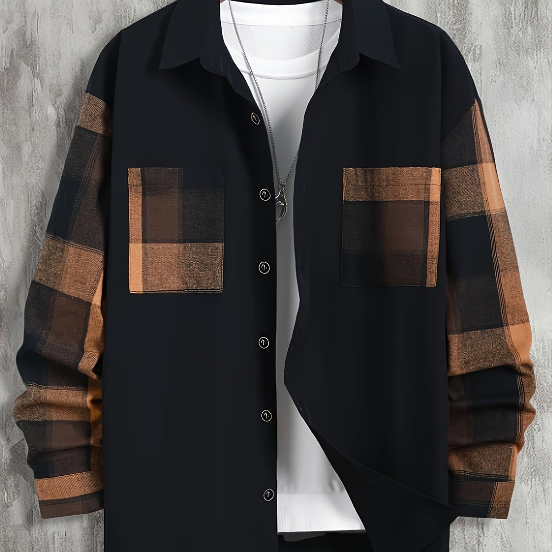 Colour-Block Pocket Shirt for Men