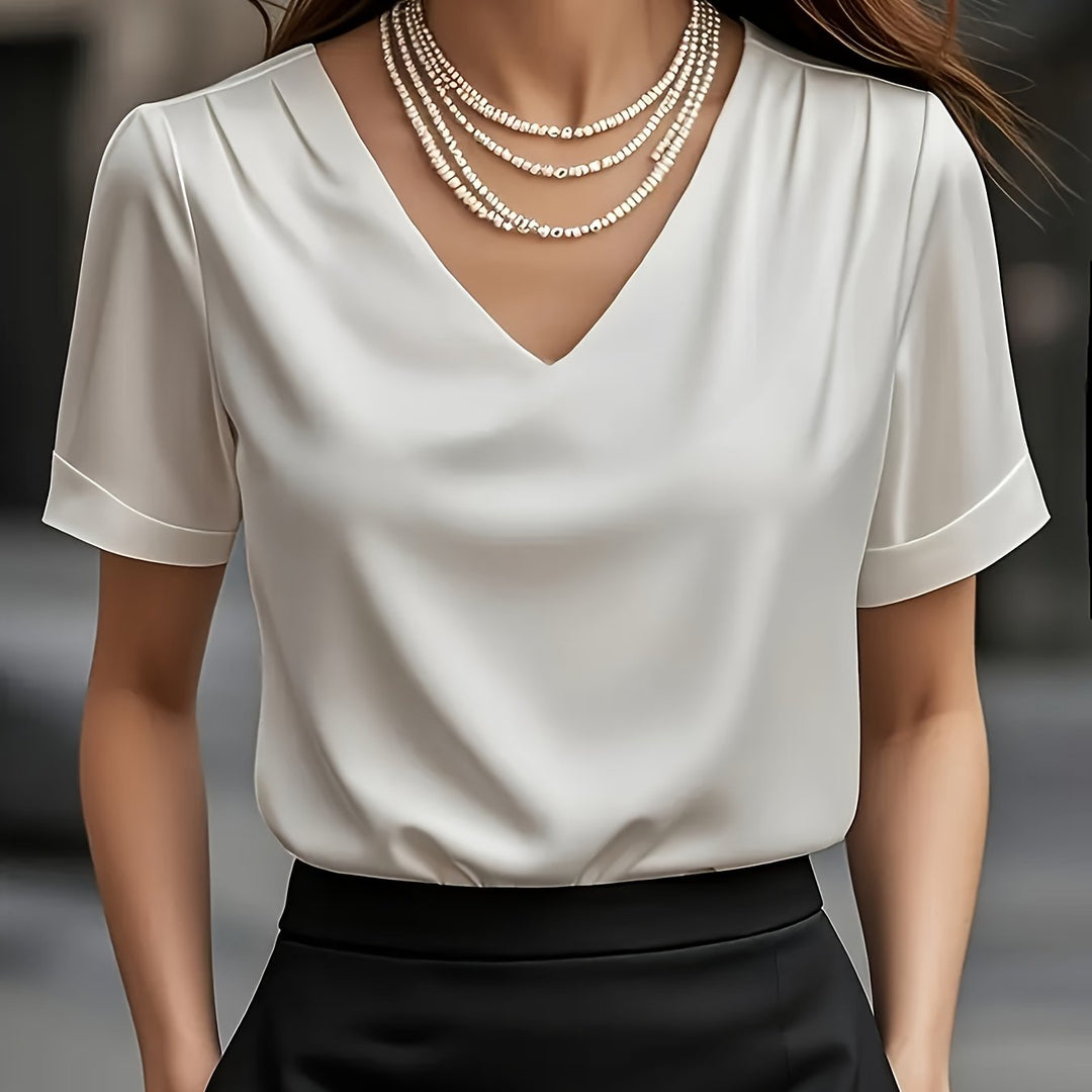 Draped V-Neck Blouse for Women