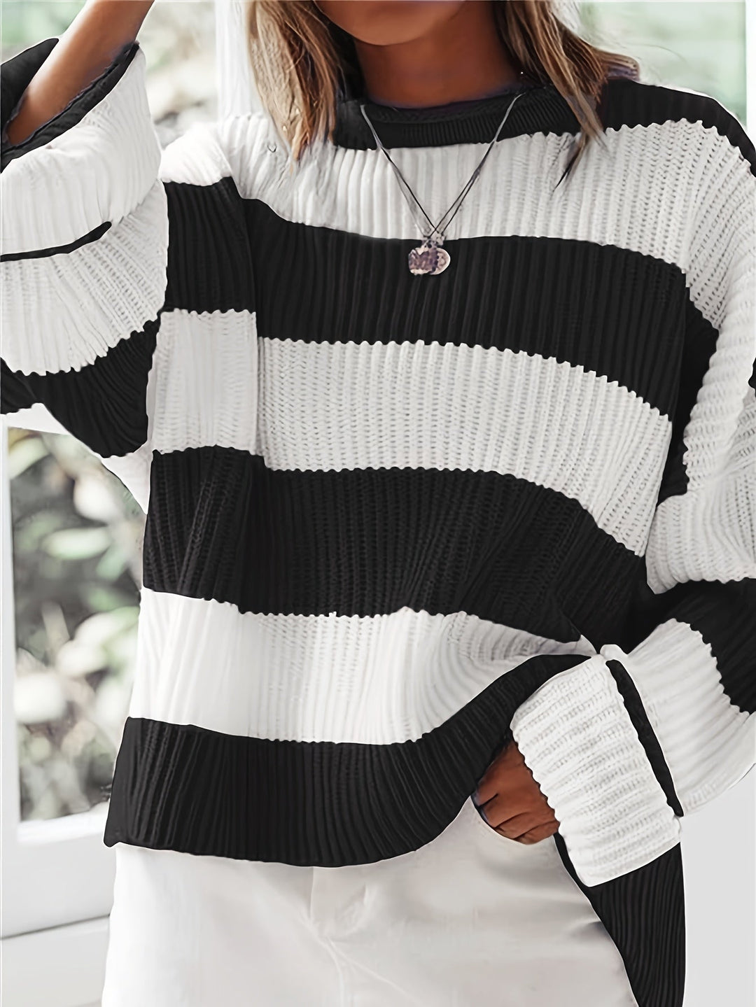 Colorblock Sweater for Women, Relaxed Style