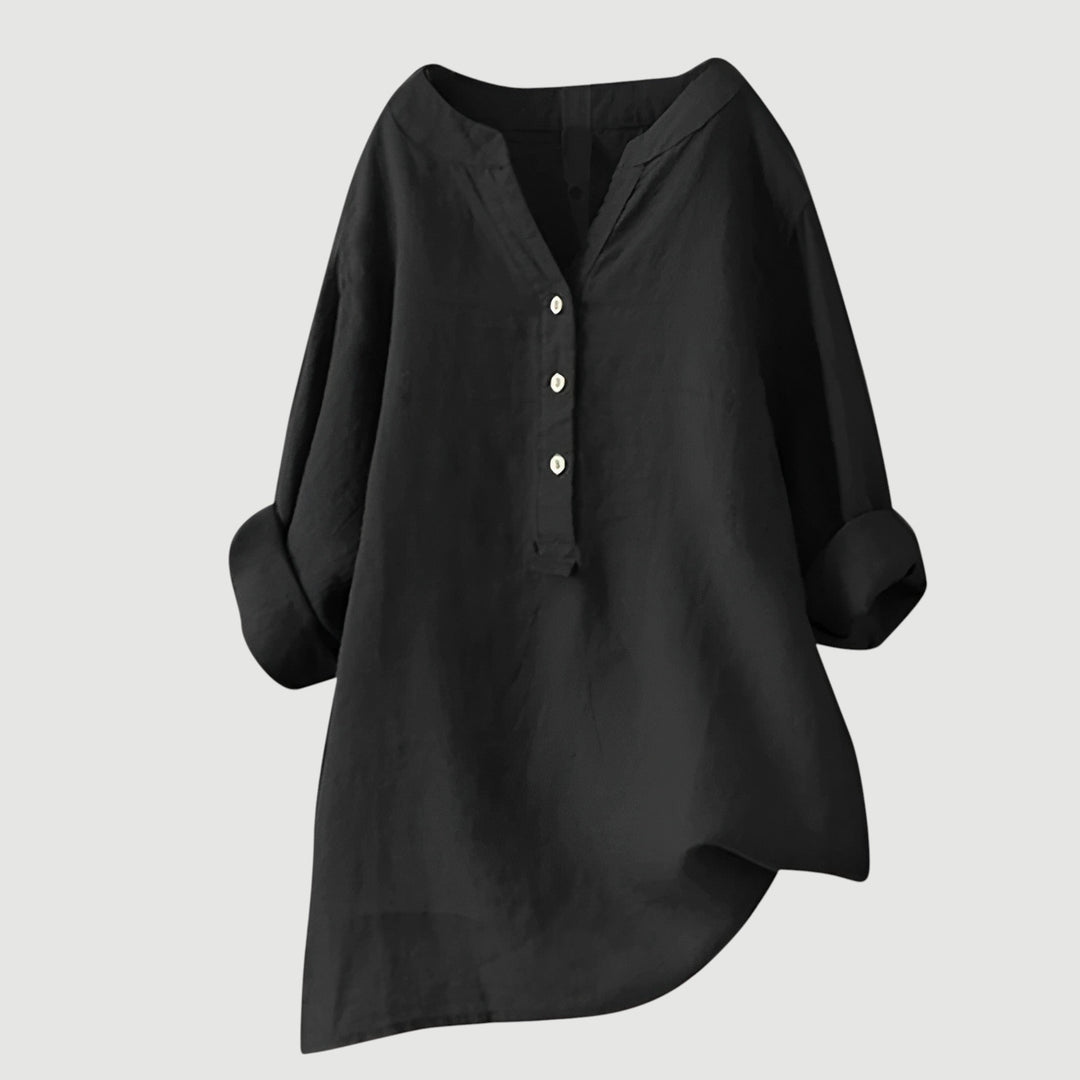 Refined V-Neck Button-Down Shirt for Women