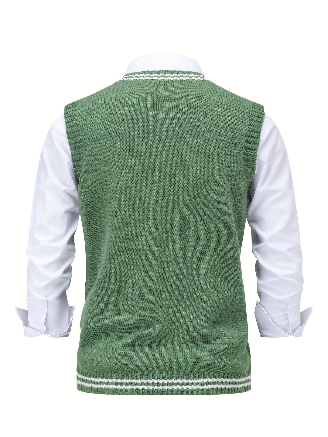 Cable-Knit V-Neck Sweater Vest for Men, Dark Gray