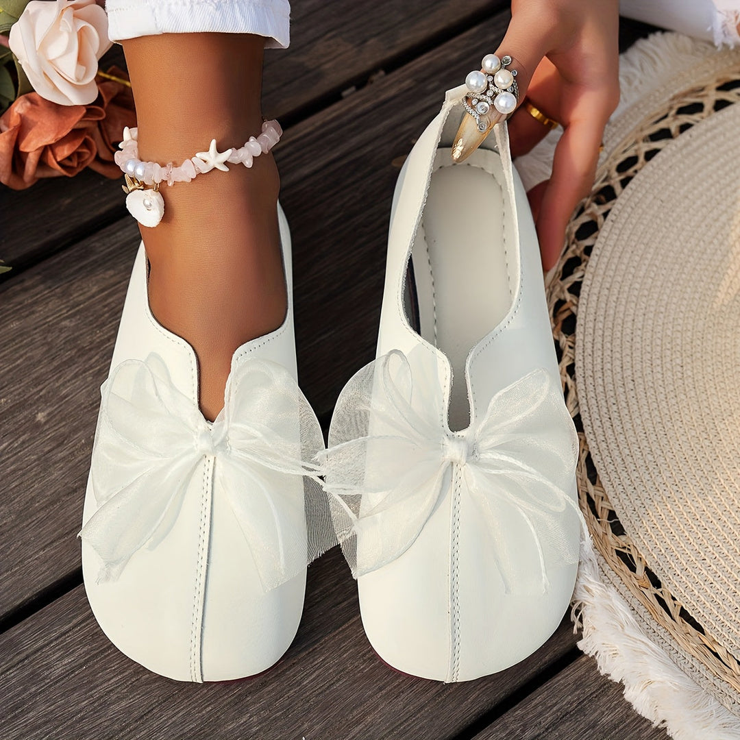 Bow-Accent Slip-On Flats for Women