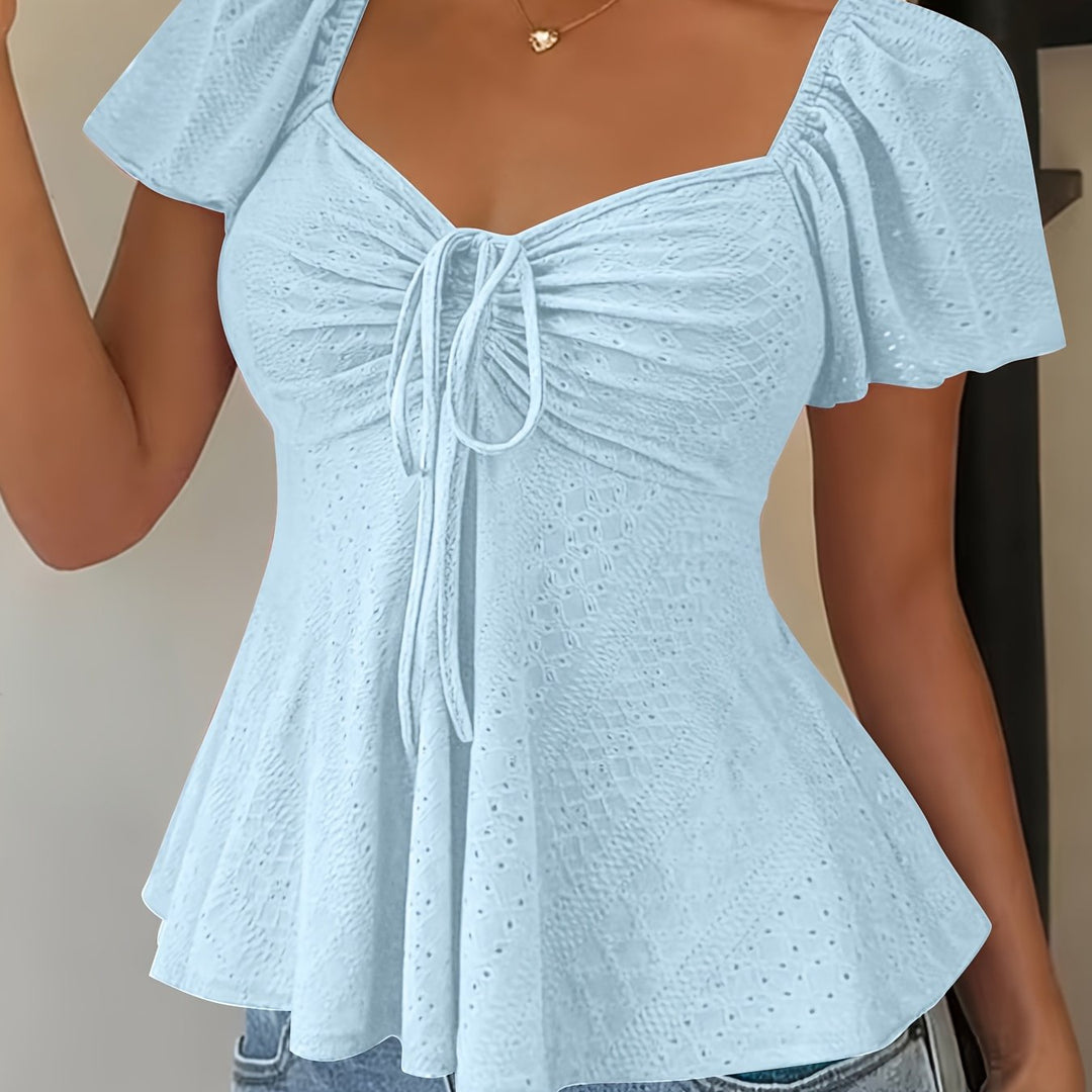 Flutter-Sleeve Peplum Top for Women