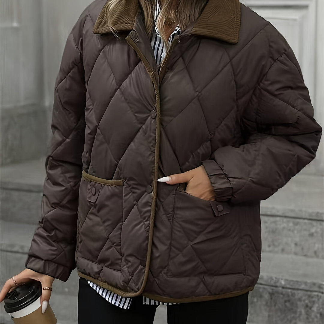 Diamond-Quilted Padded Jacket for Women