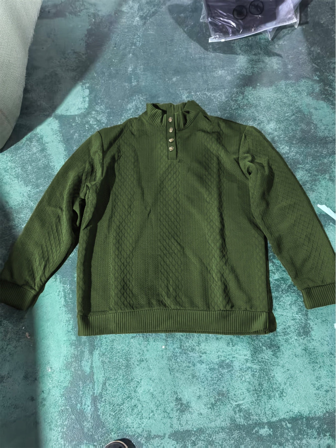 Stand Collar Button Henley Sweater for Men, Plus Size