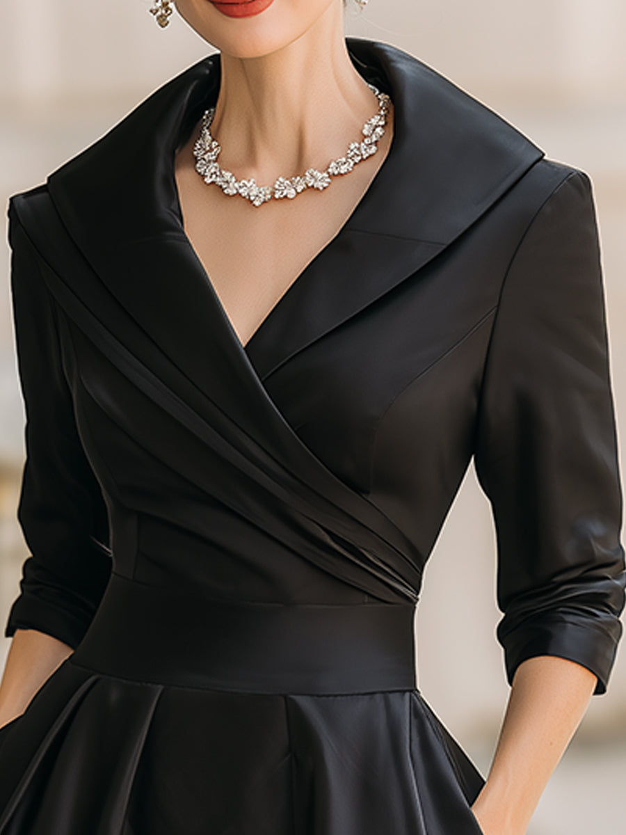 V-Neck Evening Dress, Women's Elegant Fit