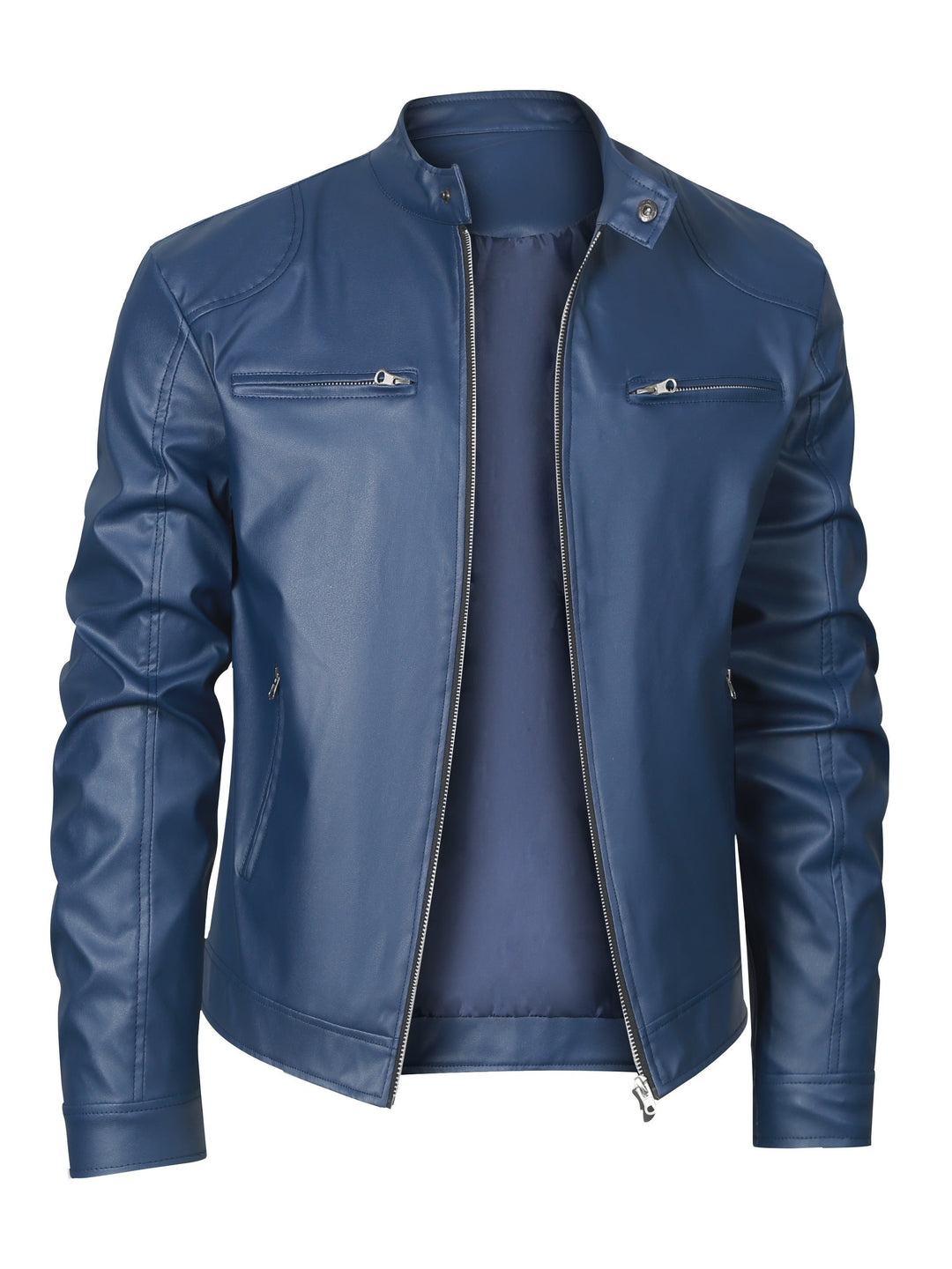 Stand-Collar Moto Jacket for Men