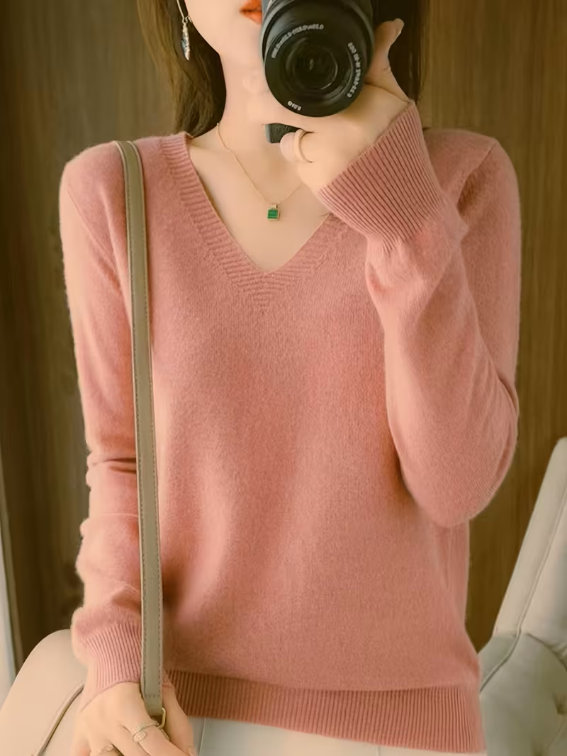V-Neck Sweater for Women, Soft Style