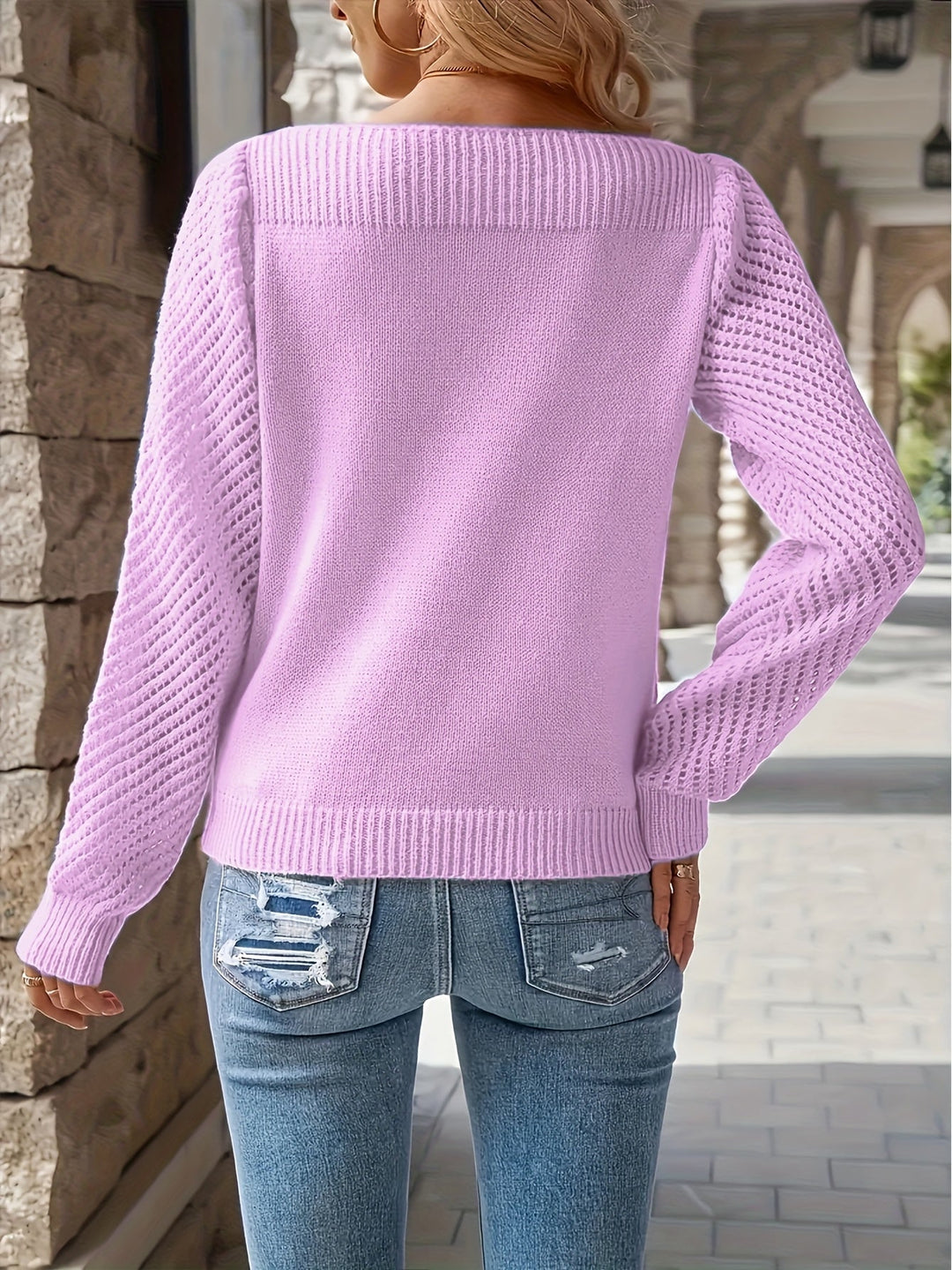 Ladies Openwork Sleeve Sweater